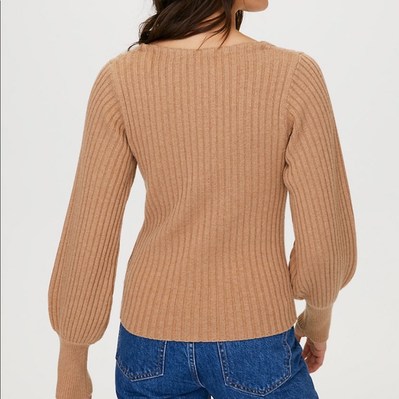 Aritzia Wilfred Pearl Cardigan in Camel - Picture 2 of 6